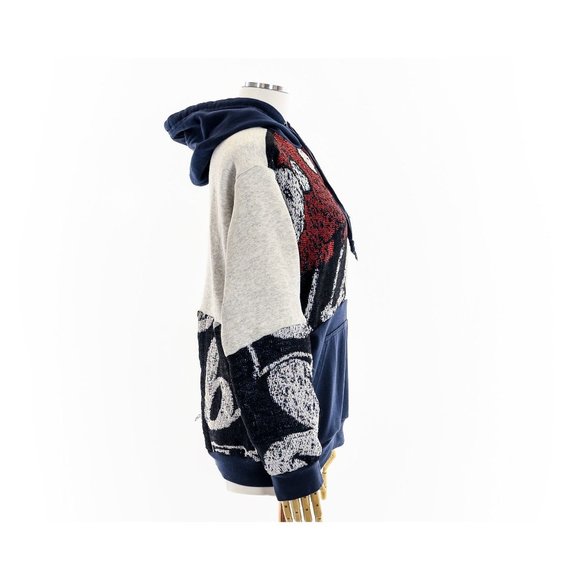 Mickey Mouse Fashion Rework Patchwork Tapestry Hoodie - Picture 3 of 8